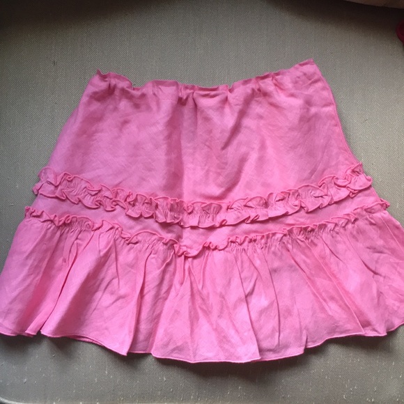 Linen dusty pink drawstring skirt - Picture 2 of 6